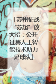苏州征战“苏超”放大招：公开征集人工智能技术助力足球队